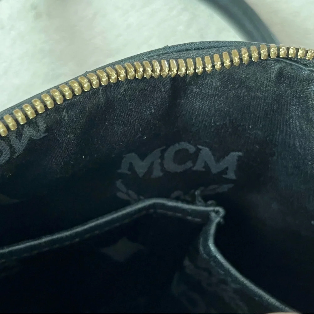 MCM Small Black Leather Satchel Boston Handbag - Picture 13 of 16